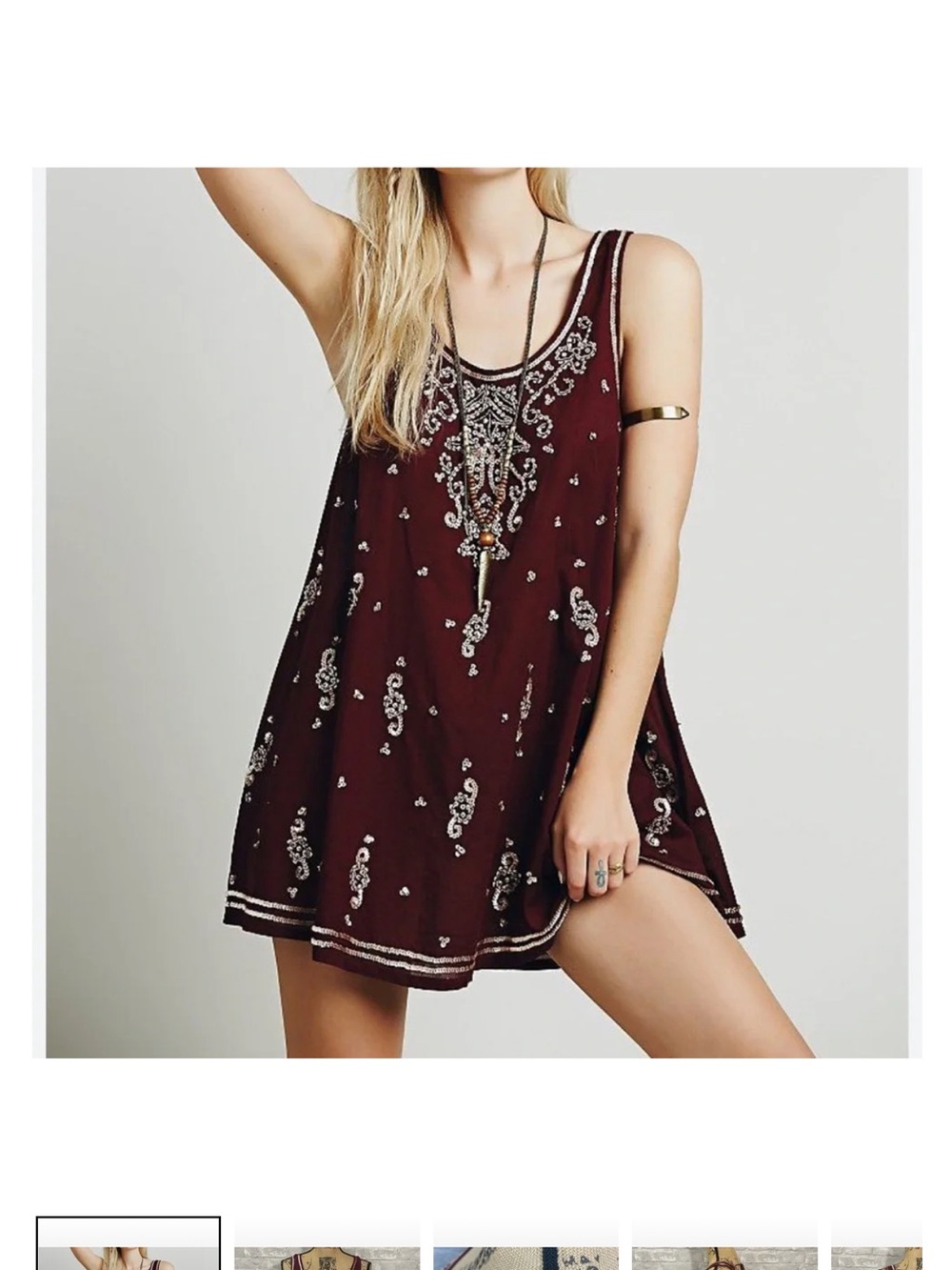 Free People Embellished Swing Mini Dress Medium